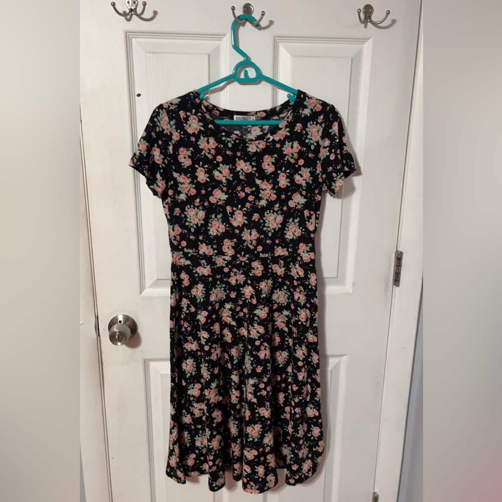 black flower dress